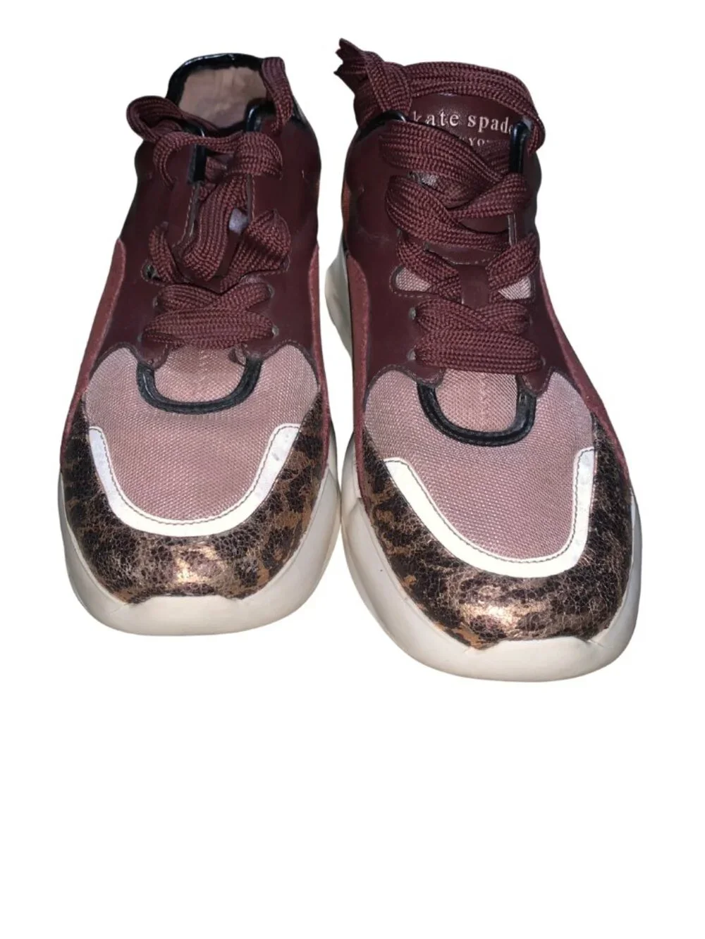 Kate Spade Leather Burgundy Cloud Sneakers - Size 8M - Pre-Loved